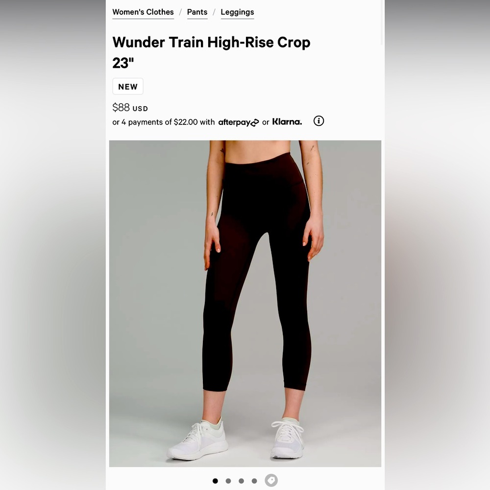 Wunder Train Lululemon high rise crop 23” black leggings.